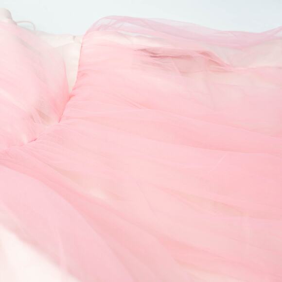 Badgley Mischka Pink One Shoulder Tulle Gown - Picture 9 of 10